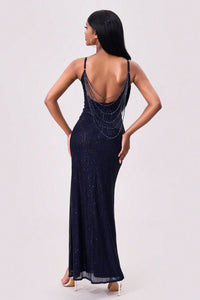 Split Sequin Backless Maxi Cami Dress Formal Dress Luxurious Weddings