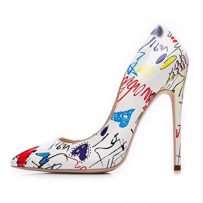 Stylish Women's Graffiti high heel pumps with colorful design, perfect for formal wear in NZ.