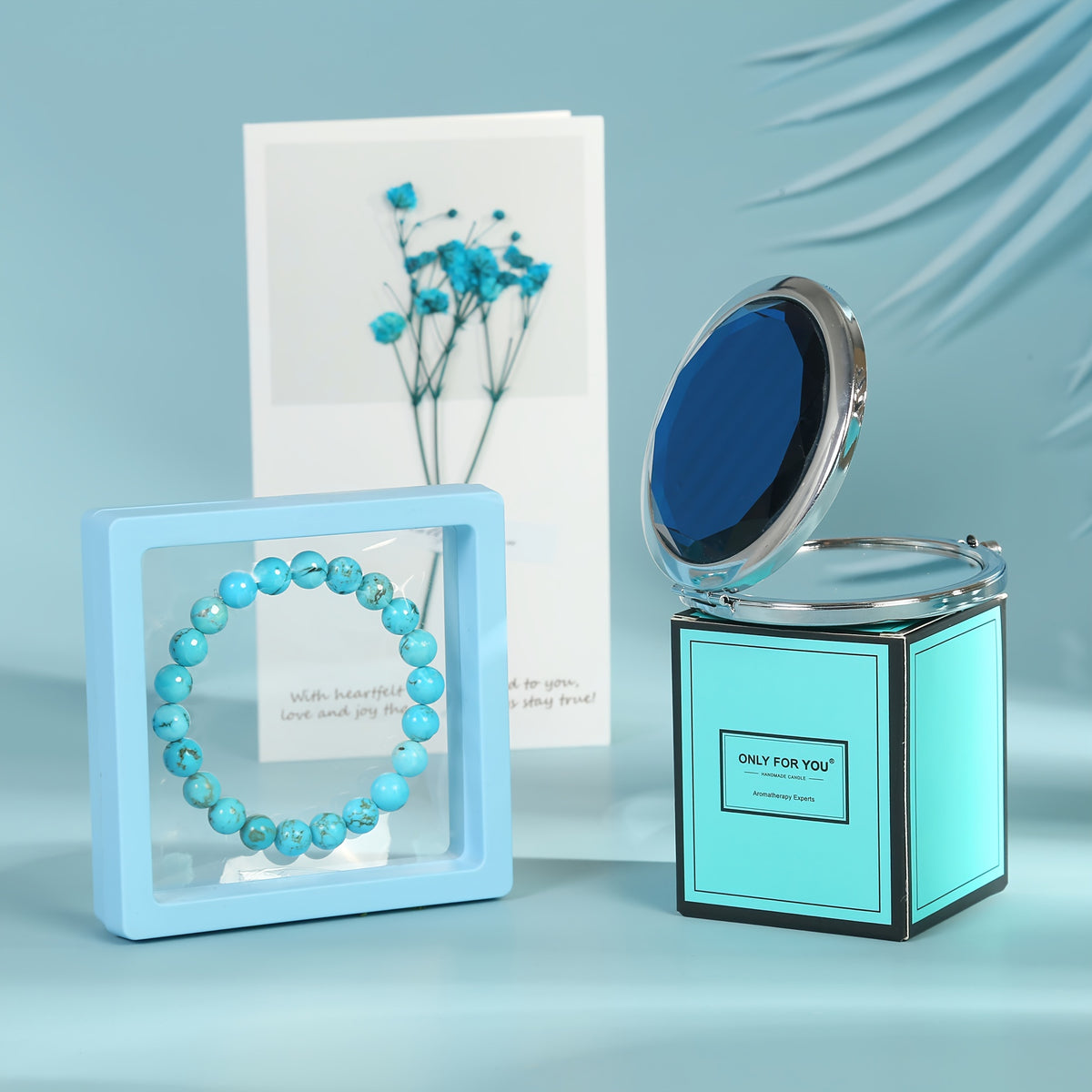 a blue box with a ring inside of it