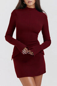 Mock Neck Long Sleeve Mini Dress Dresses/Mini Dresses Luxurious Weddings