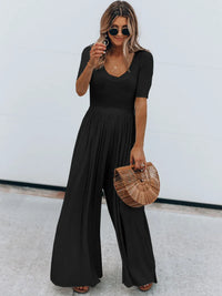Scoop Neck Short Sleeve Jumpsuit Jumpsuit Luxurious Weddings