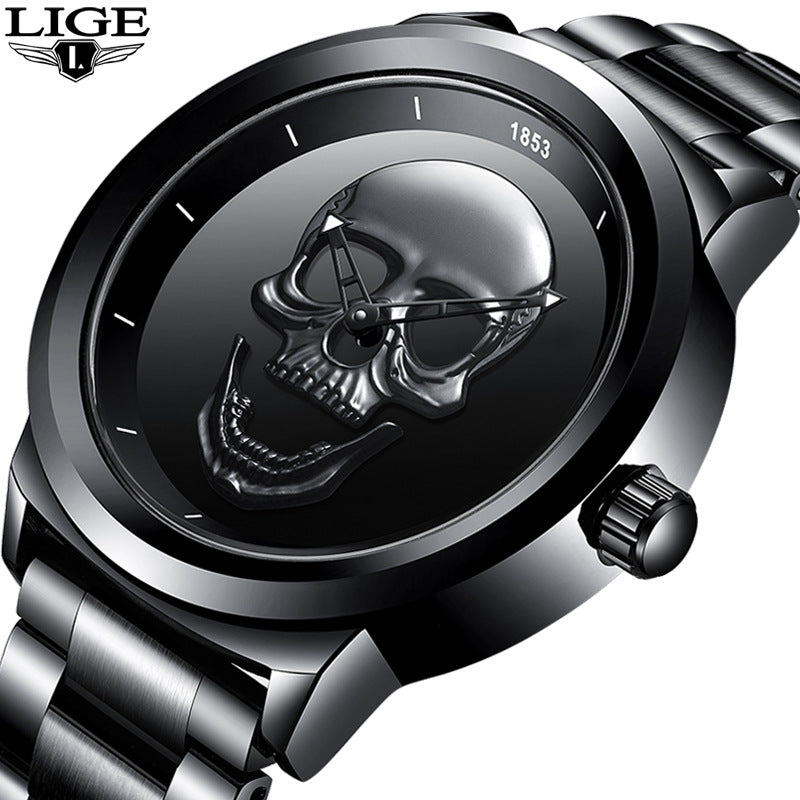 LIGE Simple Skull Stereoscopic Watch Watches Luxurious Weddings