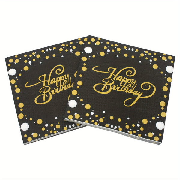 Golden Happy Birthday Napkins - Perfect for Weddings, Anniversaries, and Theme Parties! Luxurious Weddings