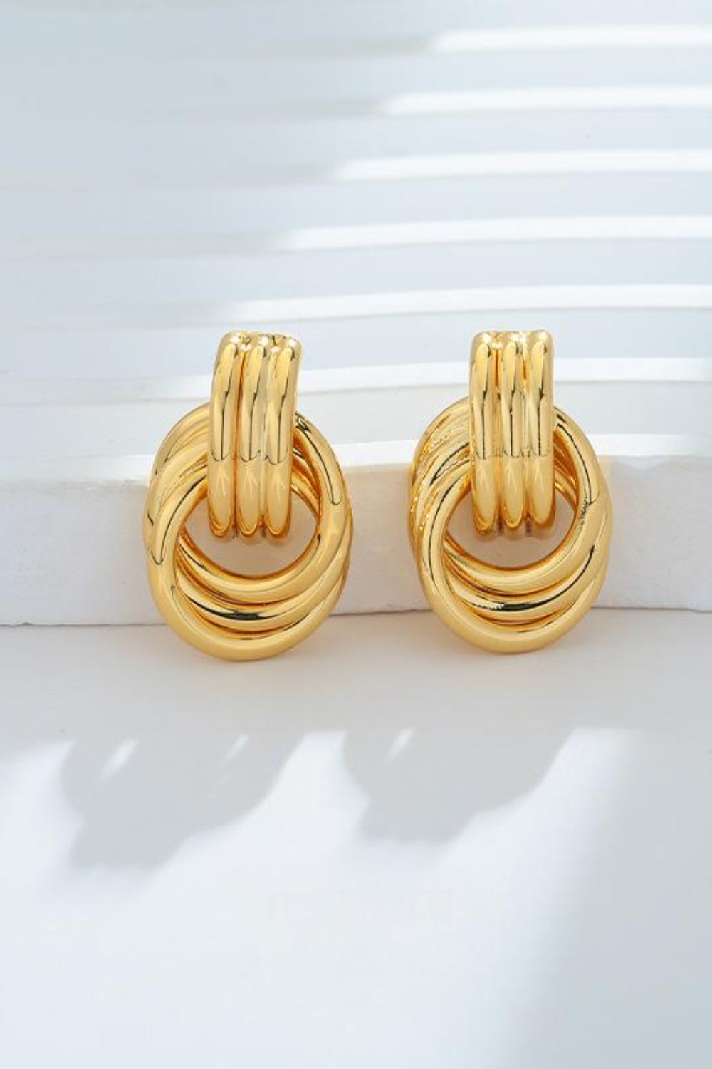 Gold-Plated Knotted Stud Earrings Luxurious Weddings