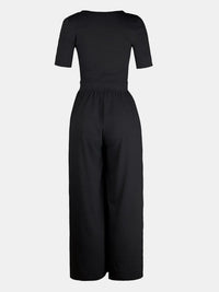 Scoop Neck Short Sleeve Jumpsuit Jumpsuit Luxurious Weddings