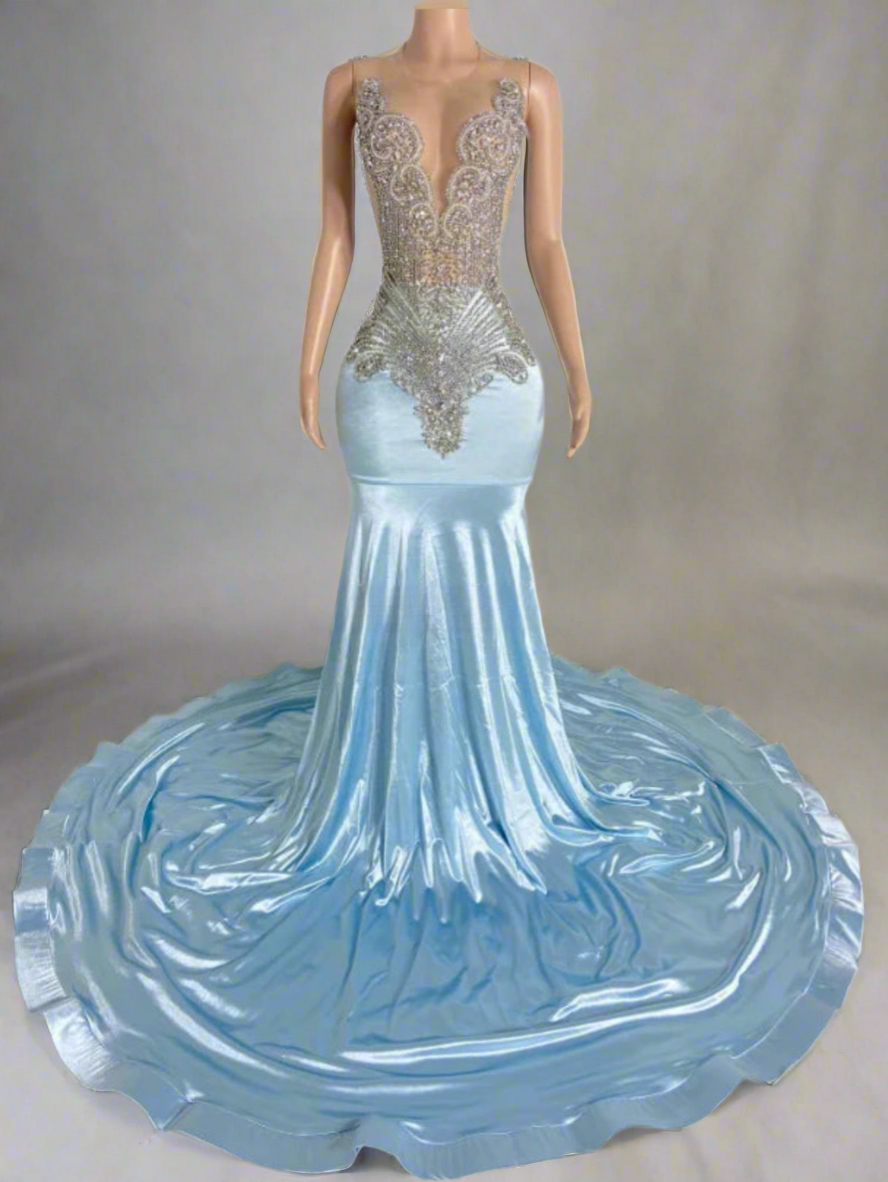 Sky Blue Ball Gown Prom Dress
