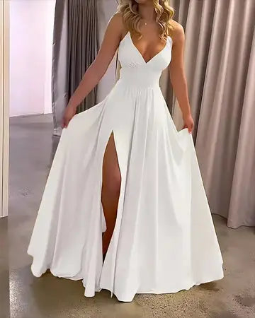 Strappy Dress with Color Slit Luxurious Weddings