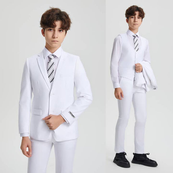 Stacy Adams Boys Suit 5-Piece Set | White Suits Luxurious Weddings