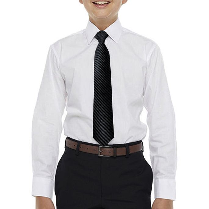 White Boys Dress Shirt, Solid Dark Gray Tie Shirt Luxurious Weddings