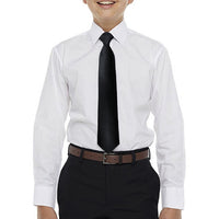 White Boys Dress Shirt, Solid Dark Gray Tie Shirt Luxurious Weddings