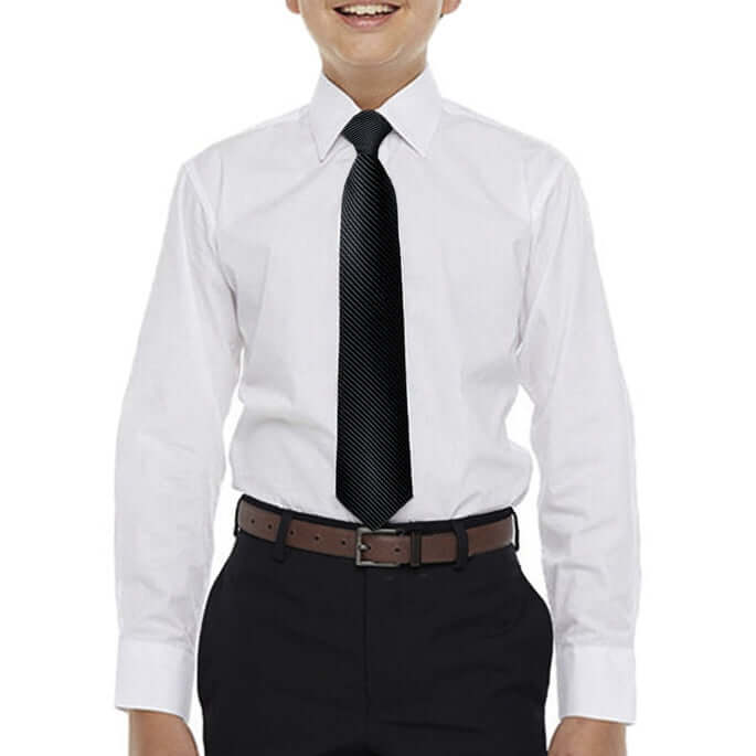 White Boys Dress Shirt, Solid Dark Gray Tie Shirt Luxurious Weddings