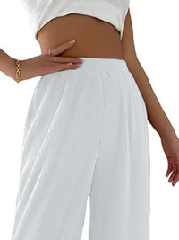 Full Size Elastic Waist Wide Leg Pants Plus Size Pants Luxurious Weddings