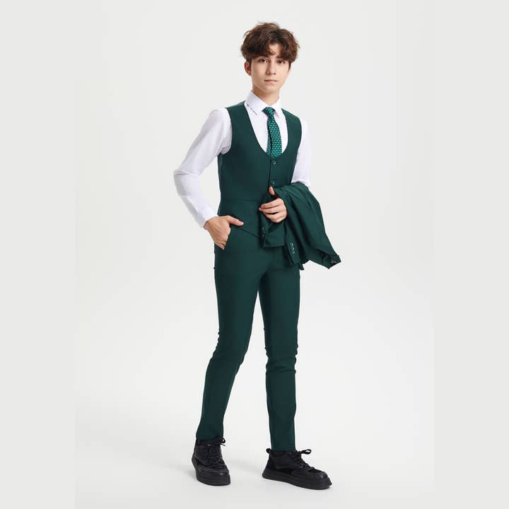 Stacy Adams Boys Suit 5-Piece Set | Green Suits Luxurious Weddings