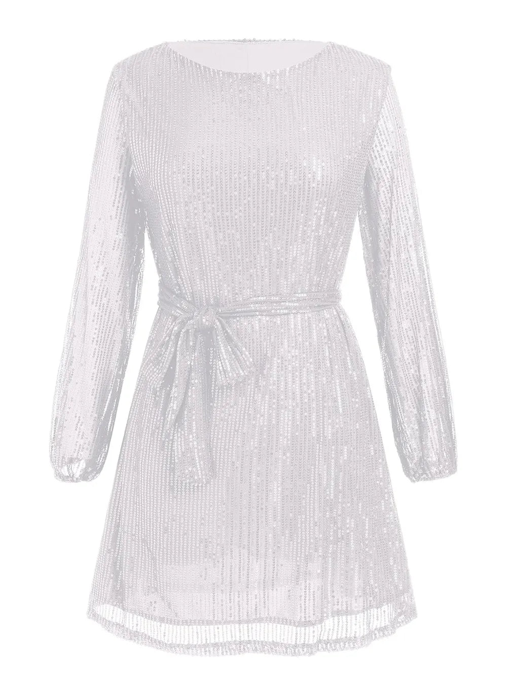 Sequin Tie Waist Long Sleeve Mini Dress Mini dress Luxurious Weddings