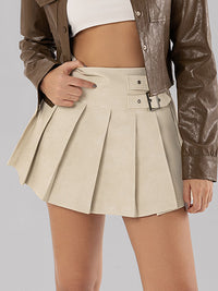 Buckle Decor Pleated Mini Skirt Skirt Suit Luxurious Weddings