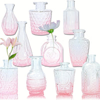 Mini Vintage Glass Bud Vase Set of 10 in Pink vases Luxurious Weddings