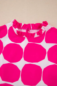 Bubblegum Pattern Frilled Collar Flutter Sleeve Top Blouses Luxurious Weddings