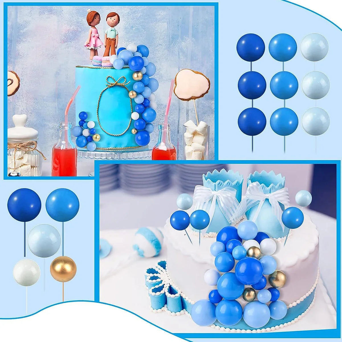 110 Ball Cake Topper Set - Various Sizes Cake Decorations Luxurious Weddings