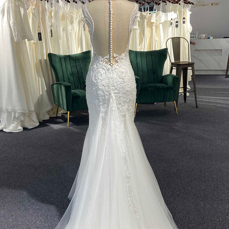 Chic Sleeveless Hand Embroidery Mermaid Dress Mermaid Dress Luxurious Weddings