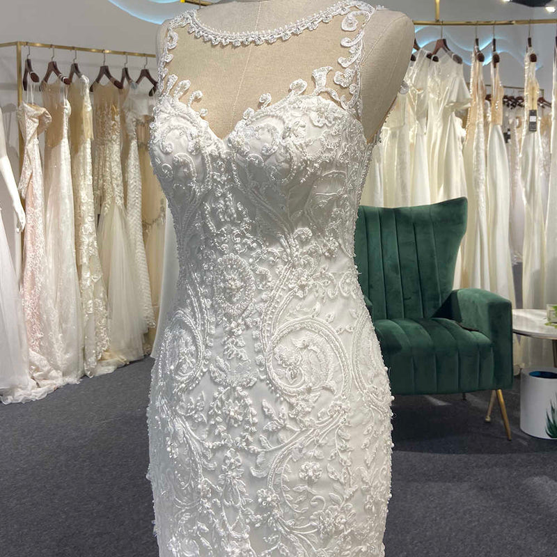 Chic Sleeveless Hand Embroidery Mermaid Dress Mermaid Dress Luxurious Weddings