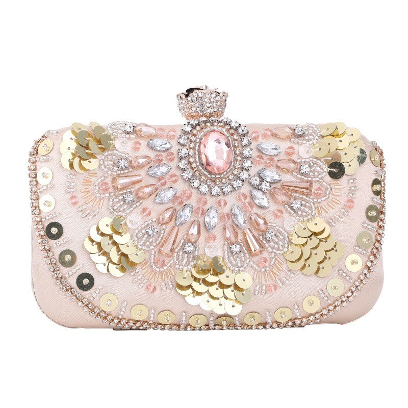 Luxurious diamond beading rhinestone clutch bag, perfect for elegant weddings and evening events.