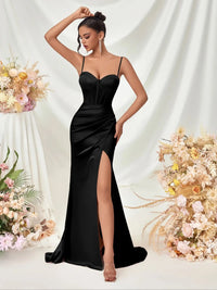 Champagne Corset Front Satin Evening Dress Dresses Luxurious Weddings