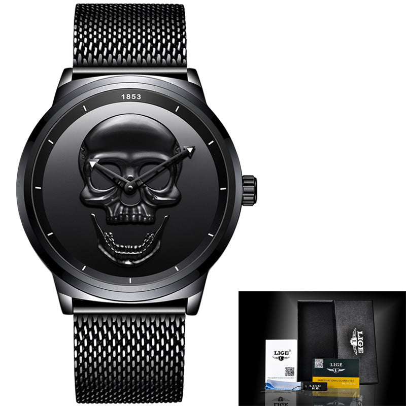 LIGE Simple Skull Stereoscopic Watch Watches Luxurious Weddings