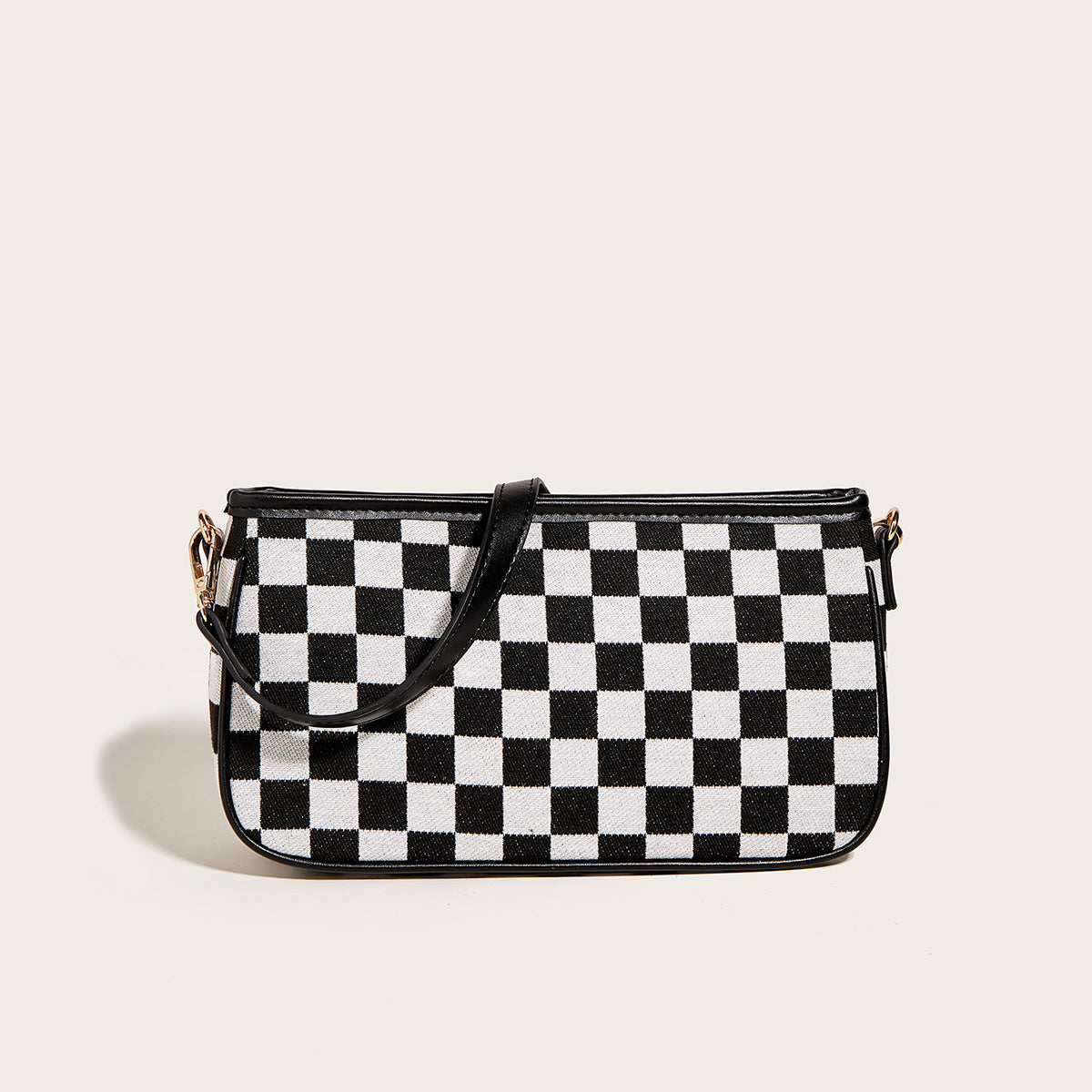 All-Match Black & White Checkerboard Underarm Bag