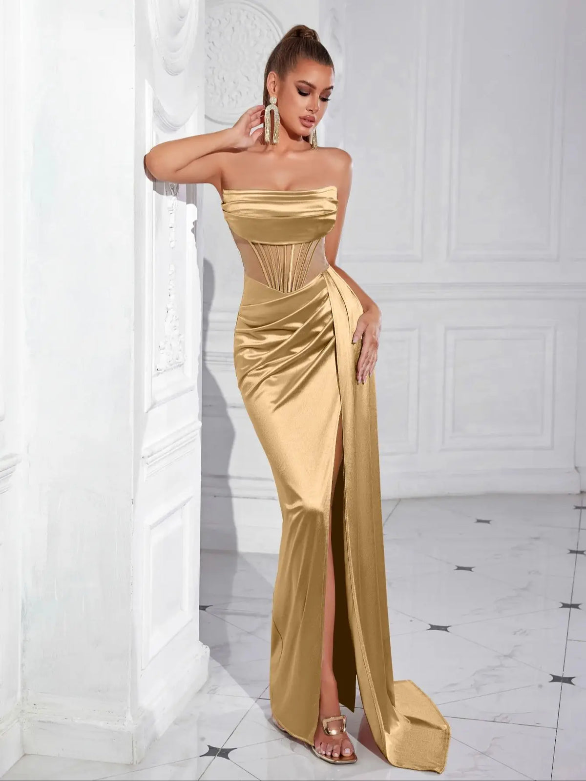 Green Strapless Evening Dress Dresses Luxurious Weddings
