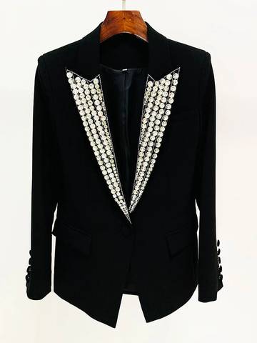 Designer Jacket Women's Rhinestone Diamonds Blazer Luxurious Weddings