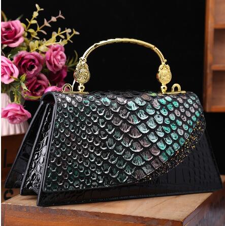 Snake grain leather trapezoid bag Handbags Luxurious Weddings