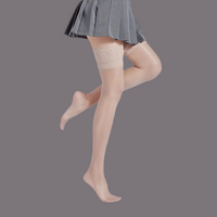 Silicone Lace Trim Thigh High Socks, Anti-slip Mesh