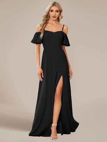 Off Shoulder Floor Length A Line Sleeveless Knitted Evening Dresses Luxurious Weddings