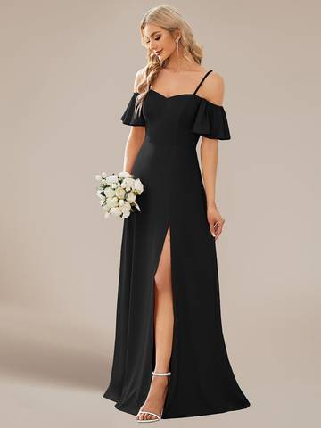 Off Shoulder Floor Length A Line Sleeveless Knitted Evening Dresses Luxurious Weddings