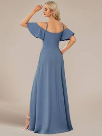 Off Shoulder Floor Length A Line Sleeveless Knitted Evening Dresses