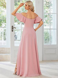 Off Shoulder Floor Length A Line Sleeveless Knitted Evening Dresses