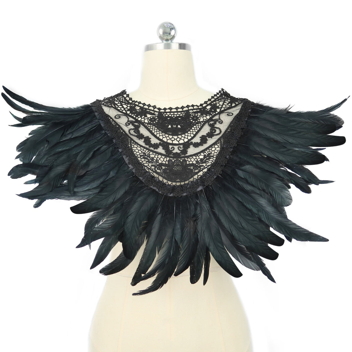 Feather shawl gothic cosplay ball accessories Luxurious Weddings