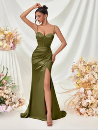 Champagne Corset Front Satin Evening Dress Dresses Luxurious Weddings
