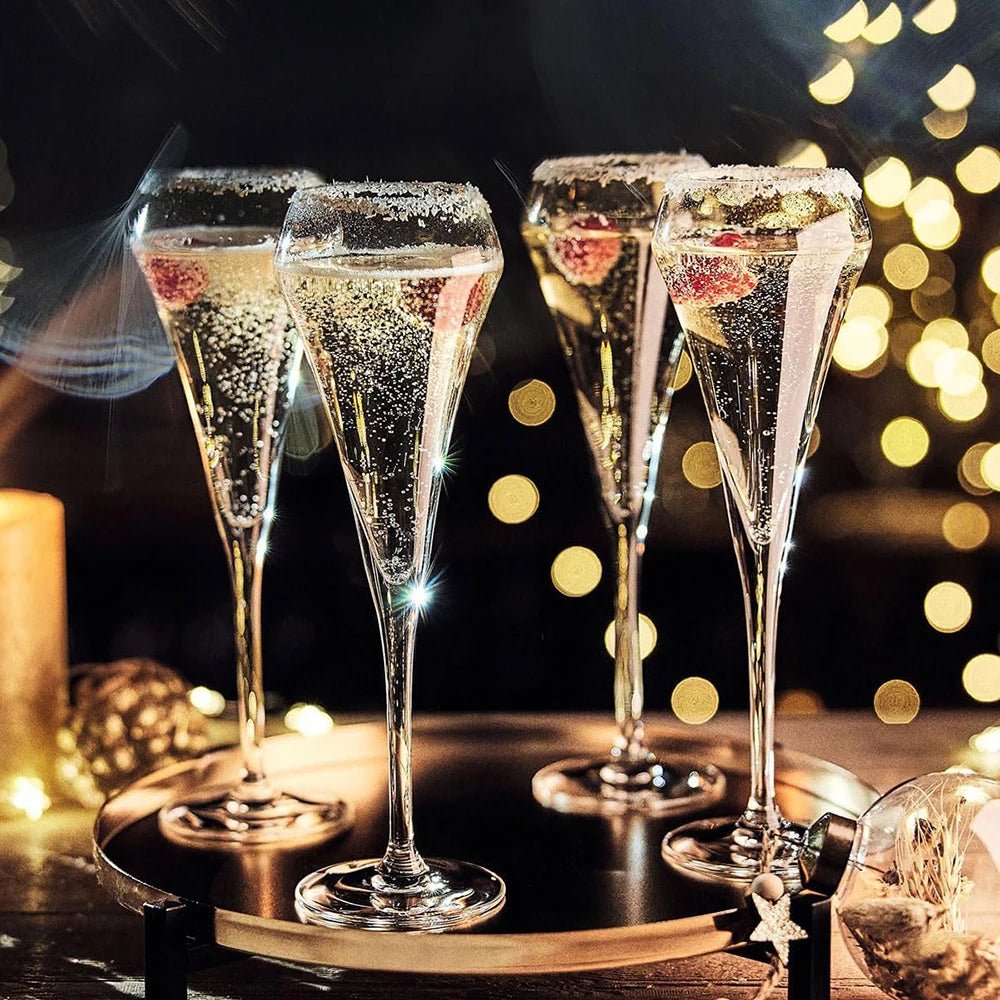 Elegant Crystal Champagne Flutes Set stemware Luxurious Weddings