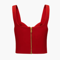 a red top with a zipper on the front