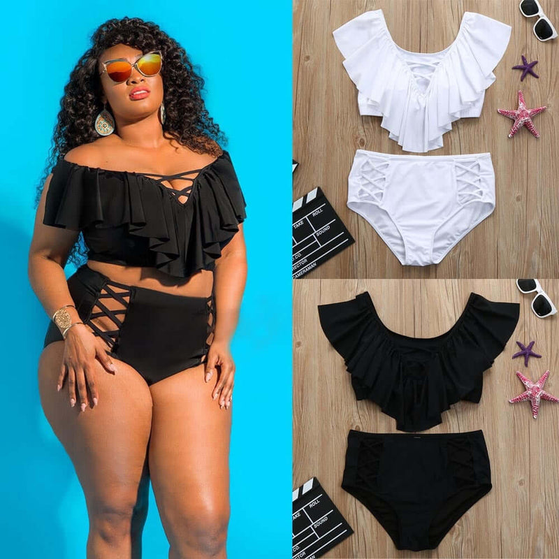 Black Plus Size 2PC Swimwear Swimwear Luxurious Weddings