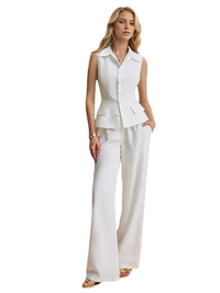 Button Up Vest and Pants Suit Set