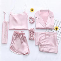 7 Pieces Silk Pajamas Sleepwear Sets sleepwear Luxurious Weddings