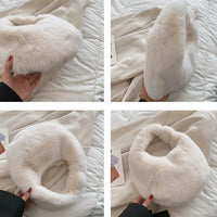 Fur Women's Small Half Bag Short Handle Clutch Handbags Luxurious Weddings