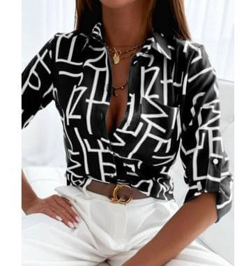 Spring and Autumn long Sleeved Printed Shirt Shirt Luxurious Weddings