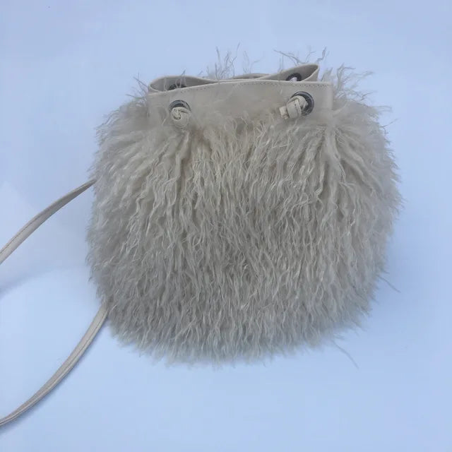 Long Fur Wool Bucket Bag Handbags Luxurious Weddings