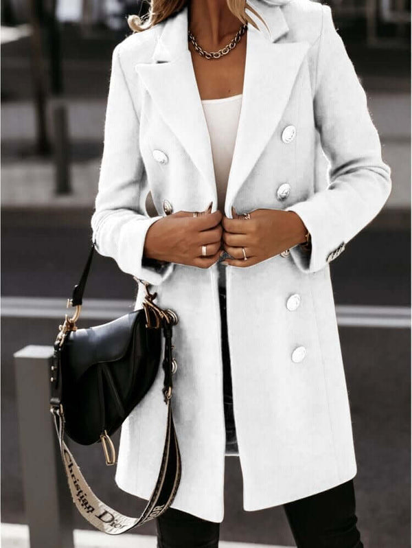 Long sleeved Suit Collar Double breasted Coat Women's Coat Luxurious Weddings