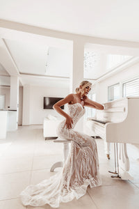 Tina Holly White/Nude Sequin Gown