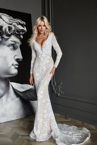 Tina Holly Long Sleeve Sequin Gown wedding dress Luxurious Weddings