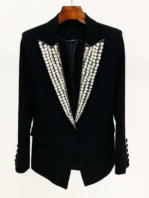 Designer Jacket Women's Rhinestone Diamonds Blazer Women's Jacket Luxurious Weddings